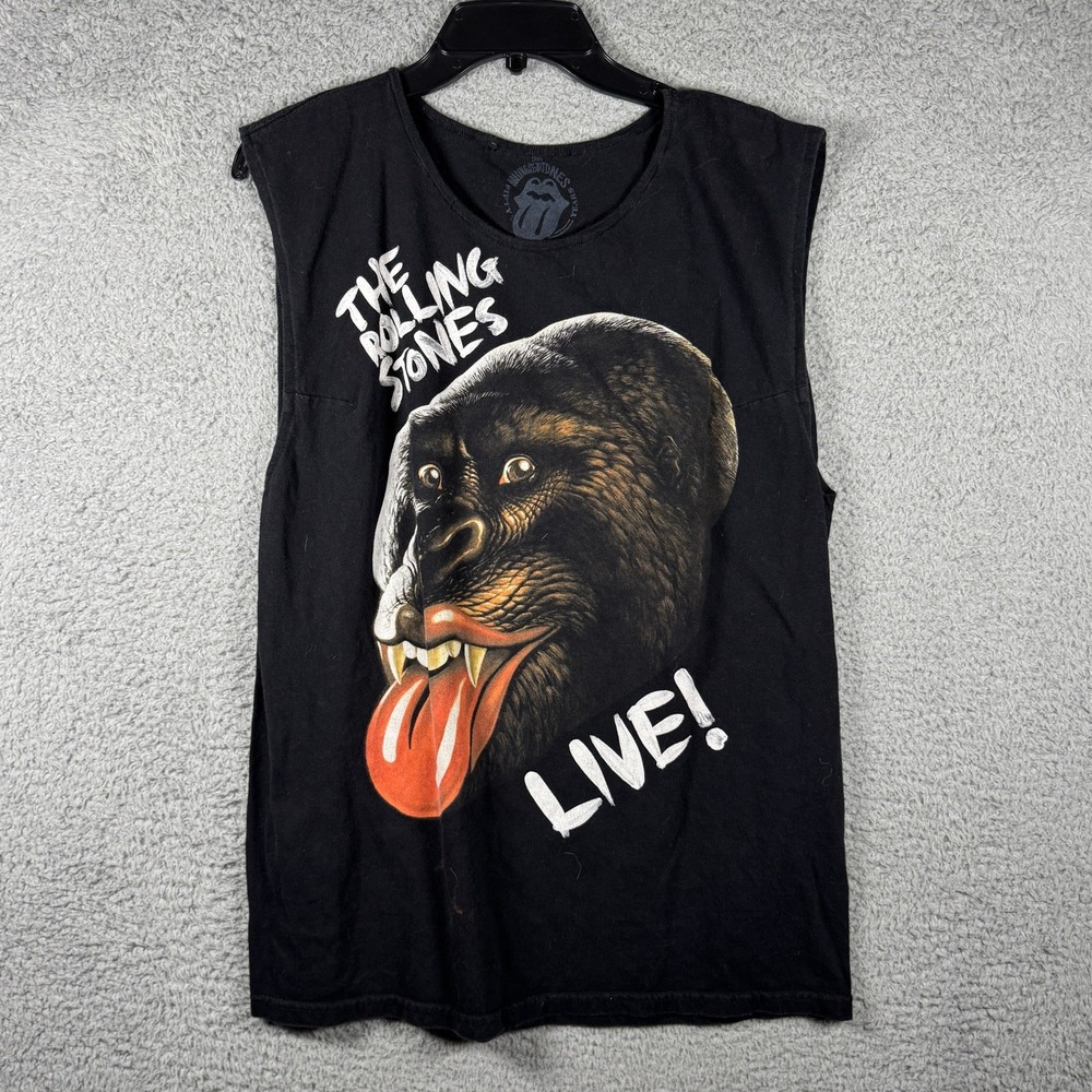 The Rolling Stones 50 & Counting 2013 Live Tour Muscle Tee Black Large Y2K